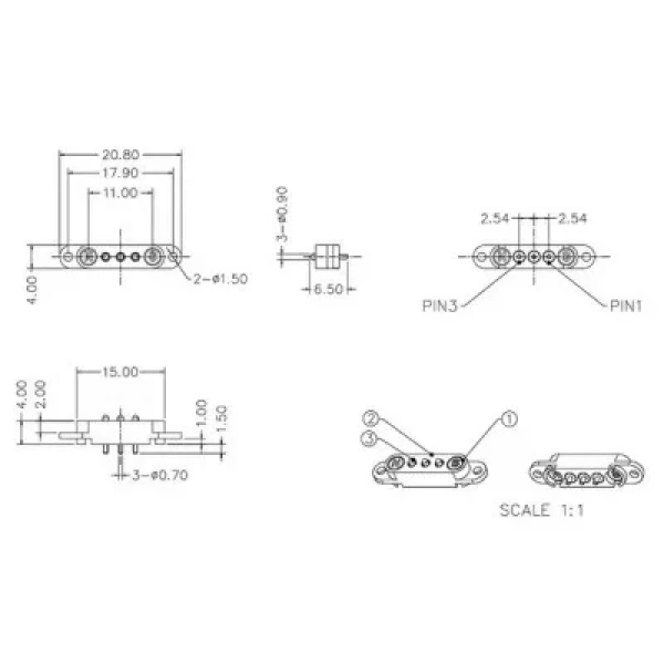LK-3PIN-2080404 3-Pin 2.54mm Pogo Pin Manyetik Konnektör Takımı - Kulaklı