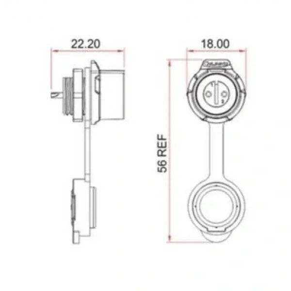 LP-12-J02SX-02-101 2-Pin Su Geçirmez Konnektör - Dişi