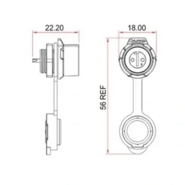 LP-12-J03SX-02-101 3-Pin Su Geçirmez Konnektör - Dişi