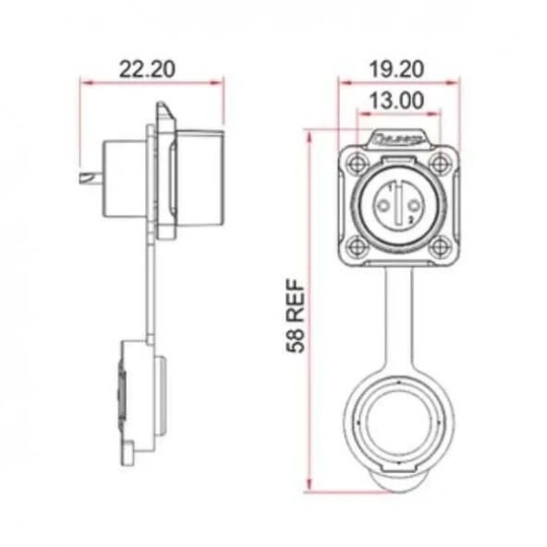 LP-12-J06SX-02-401 6-Pin Su Geçirmez Konnektör - Dişi