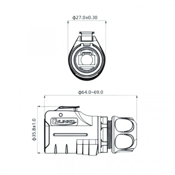 LP-20-C/RJ45/015/PE-42-001 Su Geçirmez Ethernet Konnektörü - Erkek