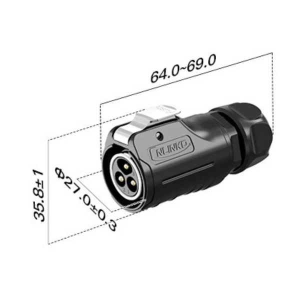 LP-20-C03PE-03-001A 3-Pin Su Geçirmez Konnektör - Erkek