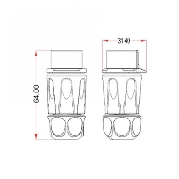 LP-20-C04PP-01-001 4-Pin Su Geçirmez Konnektör - Erkek