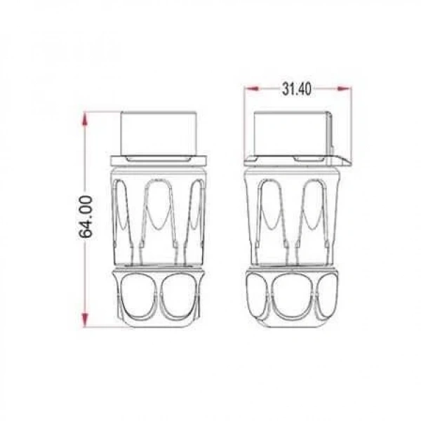LP-20-J02PP-01-001 2-Pin Su Geçirmez Konnektör - Dişi