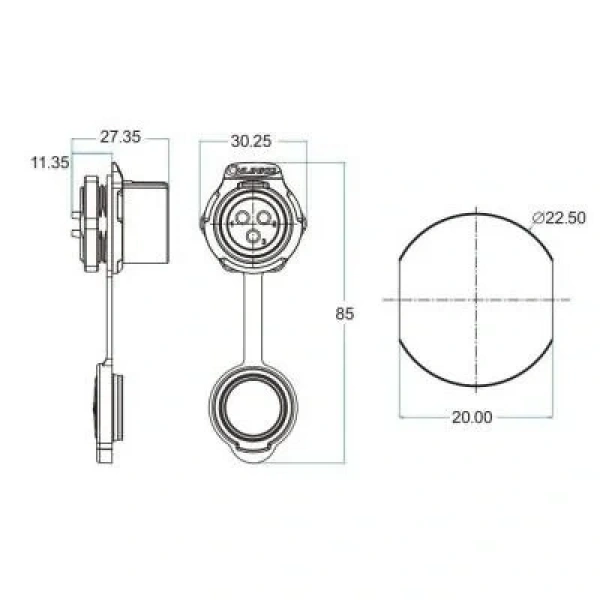 LP-20-J04SX-03-101 4-Pin Su Geçirmez Konnektör - Dişi