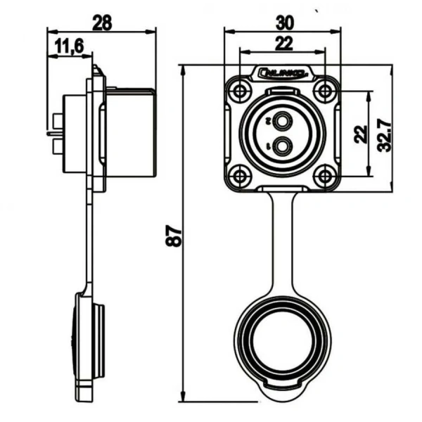 LP-20-J07SX-03-401 7-Pin Su Geçirmez Konnektör - Dişi