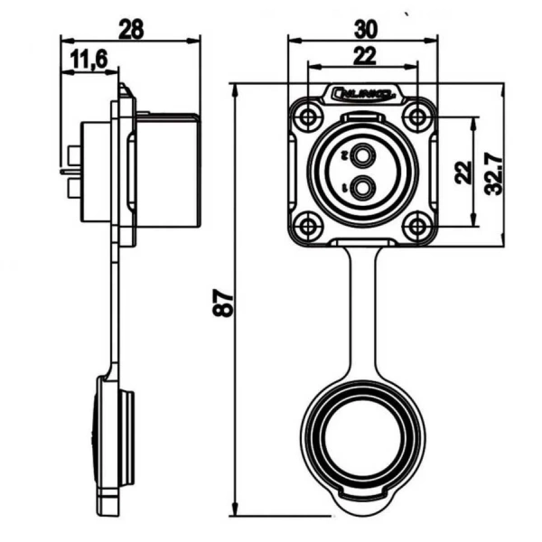 LP-20-J09SX-03-401 9-Pin Su Geçirmez Konnektör - Dişi