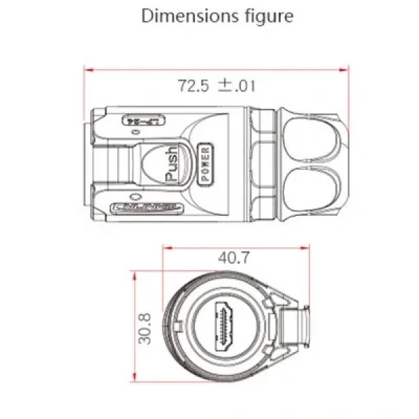 LP-24-HDMI-MP-MP-1M-001 Su Geçirmez HDMI Erkek Konnektör - 1M Kablo