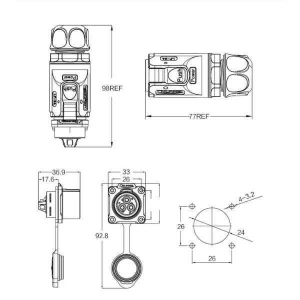 LP-24-J12SX-03-401 12-Pin Su Geçirmez Konnektör - Dişi