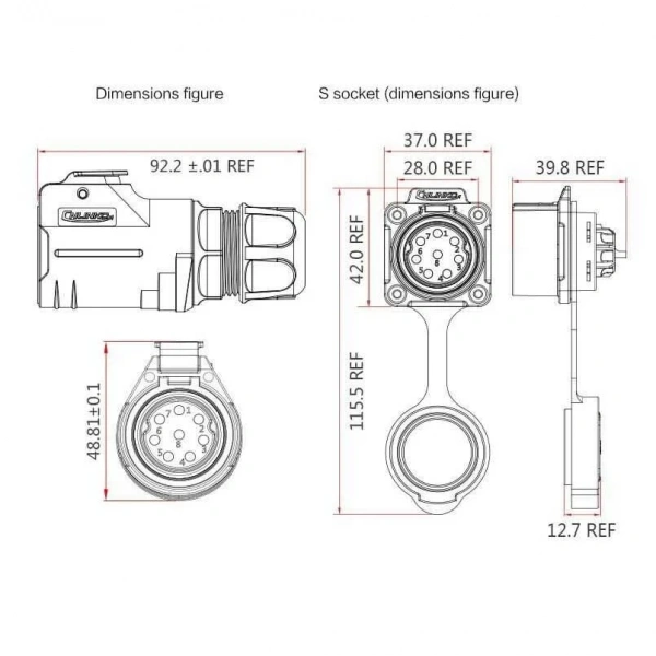 LP-28-C02PE-21-001 2-Pin Su Geçirmez Konnektör - Erkek