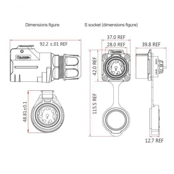LP-28-C03PE-21-001 3-Pin Su Geçirmez Konnektör - Erkek