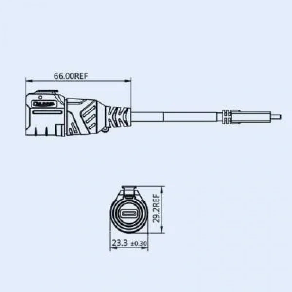 LP16-TYPEC-MP-MP-1M-002 Su Geçirmez Type C 3.1 Erkek Konnektör - 1M Kablo