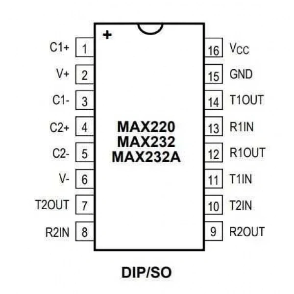MAX232CWE+ WSOIC-16 SMD RS Seri Protokol Entegresi