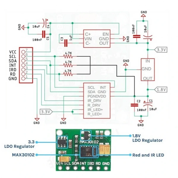 MAX30100 Nabız ve Kalp Atış Hızı Sensörü Modülü