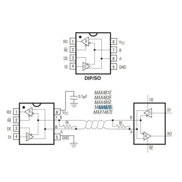 MAX487ESA SOIC-8 SMD Transceiver Entegresi