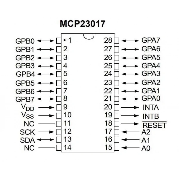 MCP23017-E/SO SOIC-28 I/O Çoklayıcı Entegresi