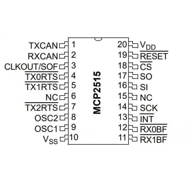 MCP2515-I/ST TSSOP-20 SMD CAN Bus Entegresi