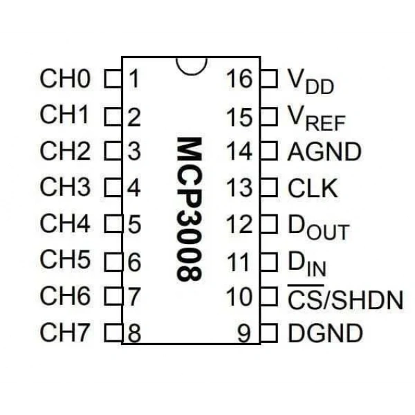 MCP3008-I/SL SOIC-16 SMD Analog Dijital Çevirici Entegresi