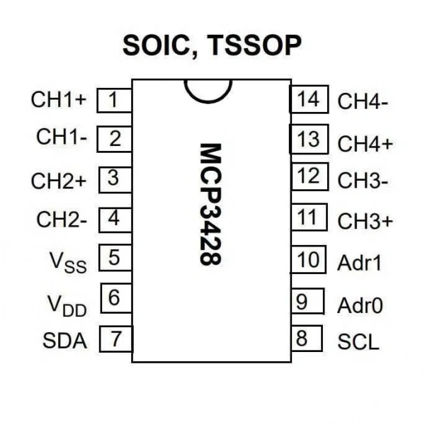 MCP3428T-E/SL SOIC-14 Smd ADC Entegre