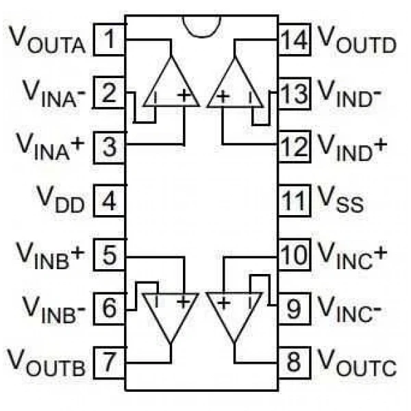 MCP6004-I/SL SOIC-14 Smd OpAmp Entegresi