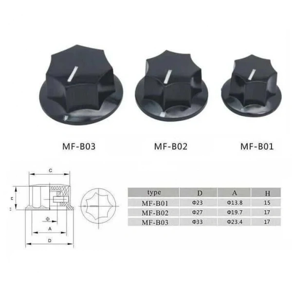 MF-B01 6mm Potansiyometre Başlığı - 23x15mm