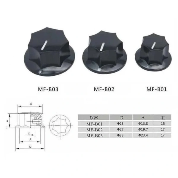 MF-B03 6mm Potansiyometre Başlığı - 33x17mm