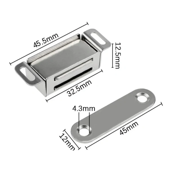 Mıknatıslı Metal Mobilya Kapak Kilidi 32x16x12mm