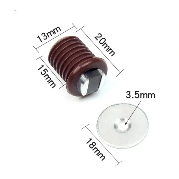 Mıknatıslı Plastik Mobilya Kapak Kilidi 14mm - Kahverengi