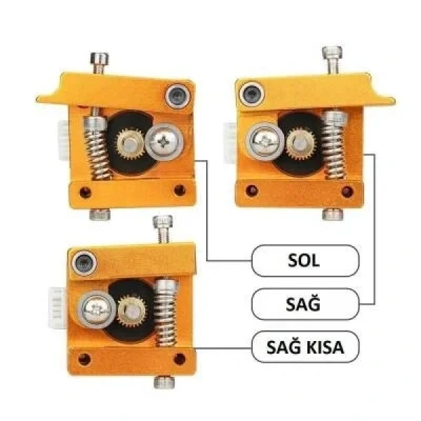 MK8 Alüminyum 1.75mm Extruder Blok Seti - Sağ Kısa