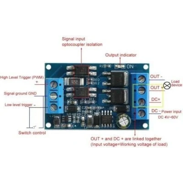 Mosfet PWM Anahtarlama Tetikleme Modülü 600W 4-60V