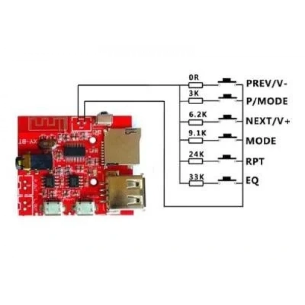 MP3 Kumandalı Bluetooth Amfi Devresi SD Kart + USB