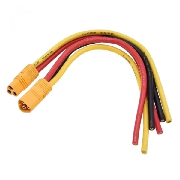 MT60 3-Pin Dişi-Erkek Lipo Pil Şarj Kablosu Seti 10cm