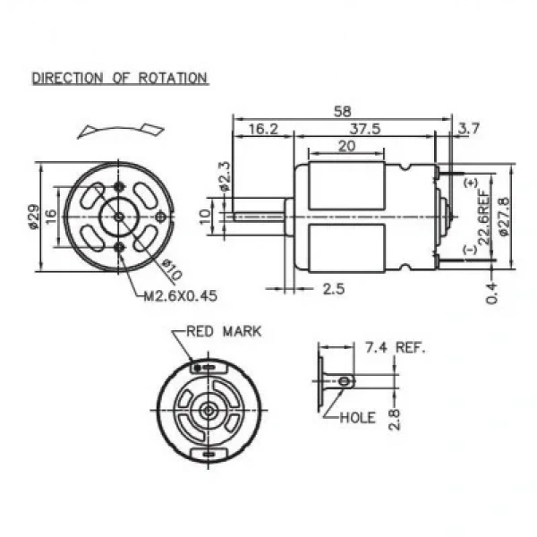 Nichibo 12-24V LP5BFN Redüktörsüz DC Motor