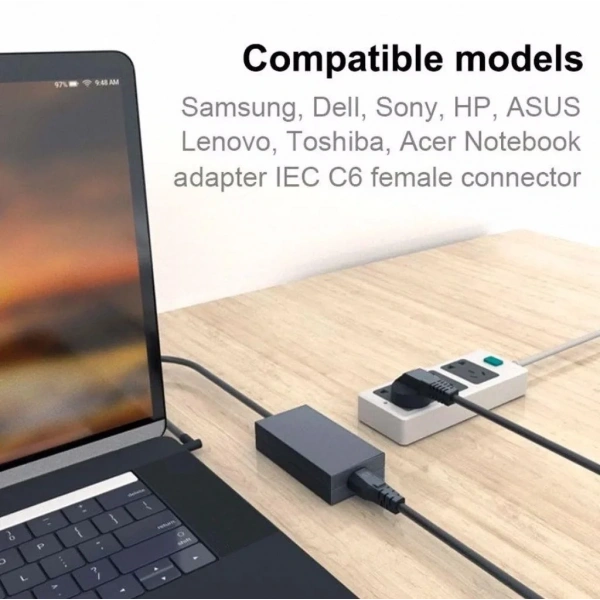 Notebook PC Laptop Güç Power Adaptör Kablosu Yonca Kablo 1.5m