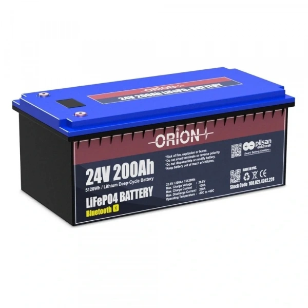 Orion Akü LifePO4 24200B 24V 200AH Bluetooth Ekranlı