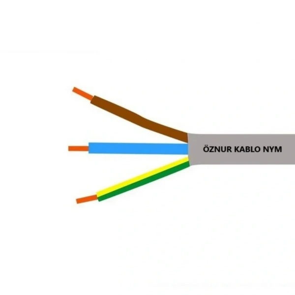 Öznur Kablo 3x2,5 mm NYM (Antigron) Gri 1mt