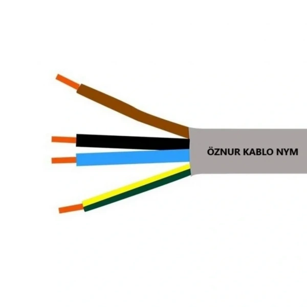 Öznur Kablo 4x1,5 mm NYM (Antigron) Gri 1mt