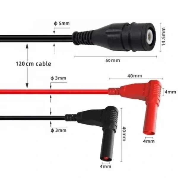 P1207 BNC Erkek - 4mm Banana Dönüştürücü Osiloskop Kablosu - 120cm