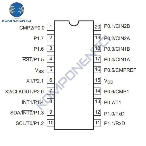 P87LPC764BN 8-Bit 20MHz Mikrodenetleyici Dip-20
