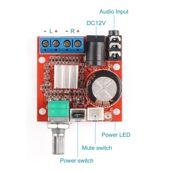 PAM8610 2x15W D Sınıfı Stereo Amplifikatör Devresi Modülü