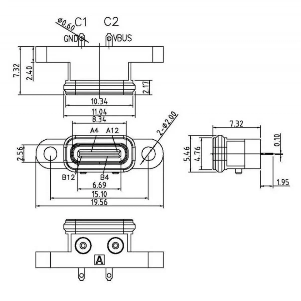 Panel Tipi Dişi Type-C Soket 3.1