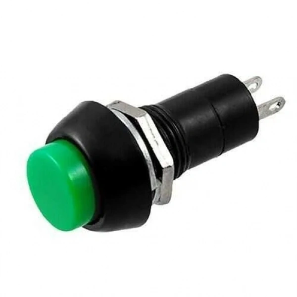 PBS-11B 12mm Yaylı Push Buton - Yeşil