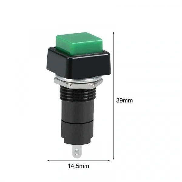 PBS-306B 12mm Yaylı Push Buton - Yeşil