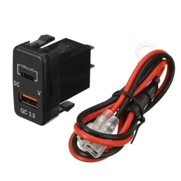 PD Type-C + QC3.0 Araç Şarj Soketi - Voltaj Göstergeli