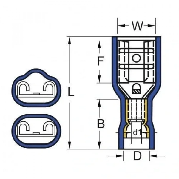 PFD - 2638 1.5-2.5mm2 Tam İzoleli Polyamid Dişi Faston Kablo Ucu Mavi - 100 Adet