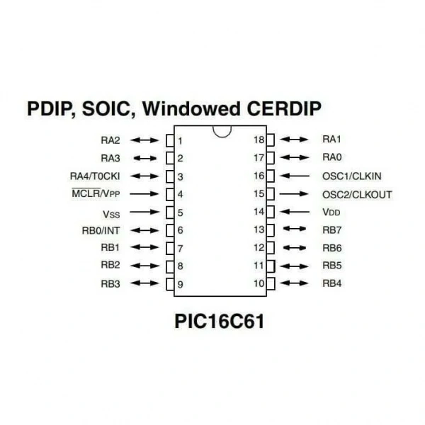 PIC16C61-04/P DIP-18 4MHz Mikrodenetleyici