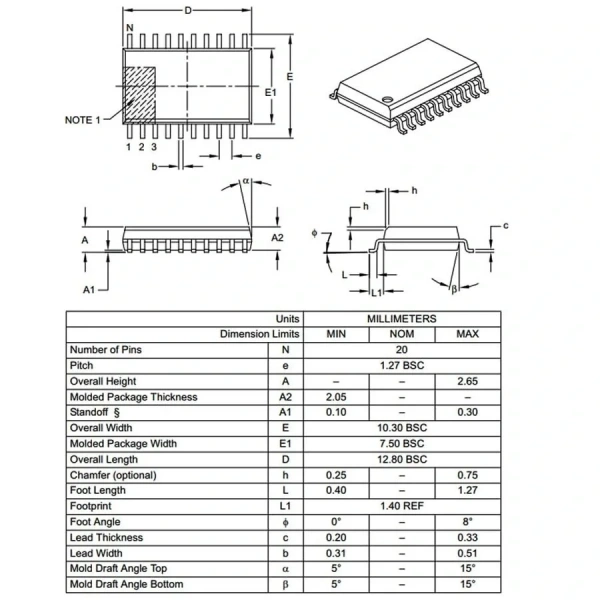 PIC16F1829 I/SO SMD SOIC-20 8-Bit 32 MHz Mikrodenetleyici