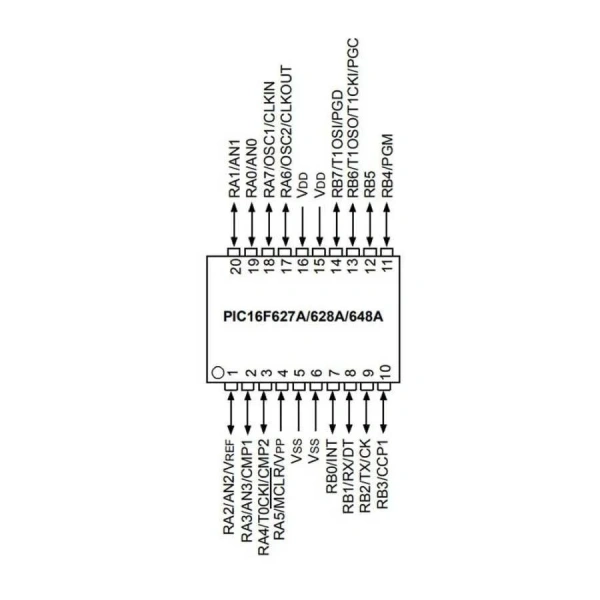 PIC16F628A SMD SOIC-18 8-Bit 20MHz Mikrodenetleyici