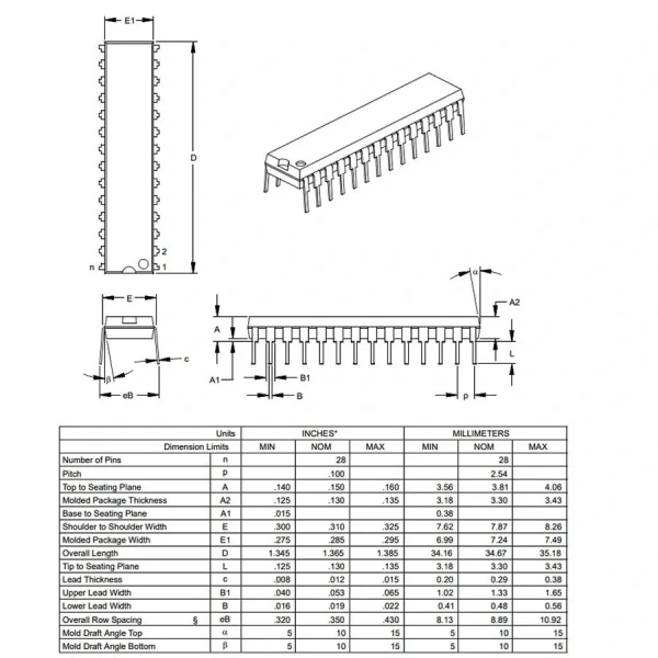 PIC16F72 I/SP DIP-28 8-Bit 20 MHz Mikrodenetleyici