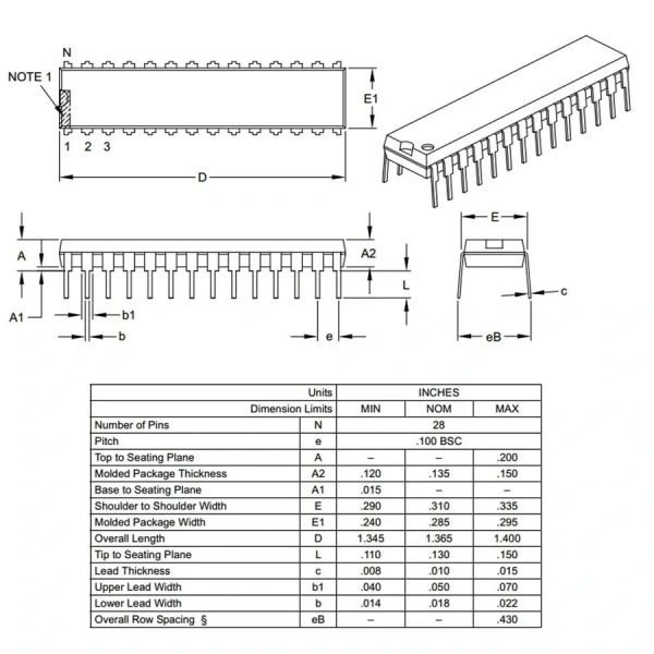 PIC16F873A I/SP SPDIP-28 8-Bit 20 MHz Mikrodenetleyici
